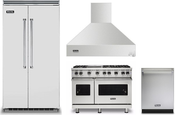 Viking 5 4 Piece Kitchen Appliances Package with Side-by-Side Refrigerator, Gas Range and Dishwasher in Stainless Steel VIRERADWRH1236