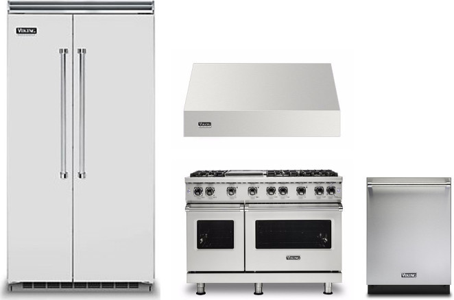 Viking 5 4 Piece Kitchen Appliances Package with Side-by-Side Refrigerator, Gas Range and Dishwasher in Stainless Steel VIRERADWRH1240