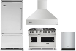 Viking 5 4 Piece Kitchen Appliances Package with Bottom Freezer Refrigerator, Gas Range and Dishwasher in Stainless Steel VIRERADWRH769