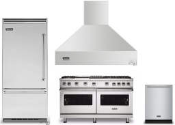 Viking 5 4 Piece Kitchen Appliances Package with Bottom Freezer Refrigerator, Gas Range and Dishwasher in Stainless Steel VIRERADWRH821