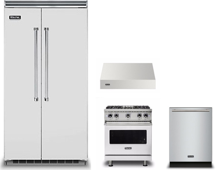 Viking 5 4 Piece Kitchen Appliances Package with Side-by-Side Refrigerator, Gas Range and Dishwasher in Stainless Steel VIRERADWRH857