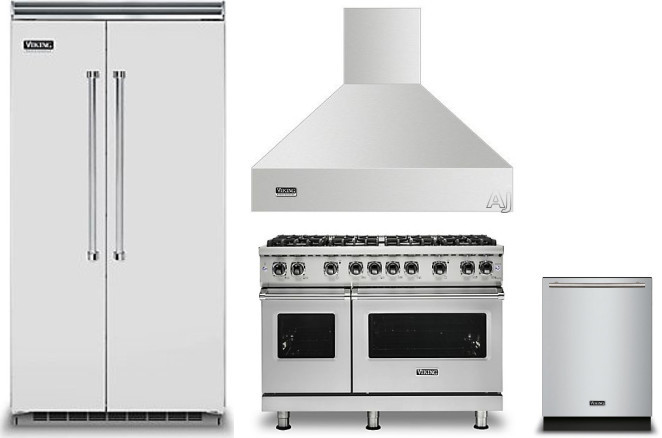 Viking 5 4 Piece Kitchen Appliances Package with Side-by-Side Refrigerator, Gas Range and Dishwasher in Stainless Steel VIRERADWRH998